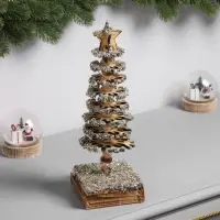 Фигура деревянная &laquo;Ёлочка&raquo;, 30&times;10&times;10 см, 35 LED, от батареек AAx2, свечение тёплое белое