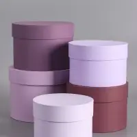 Набор круглых подарочных коробок 5 в 1&laquo; Лаванда&raquo;, 20&times;19&times;14 - 15&times;15&times;10 см