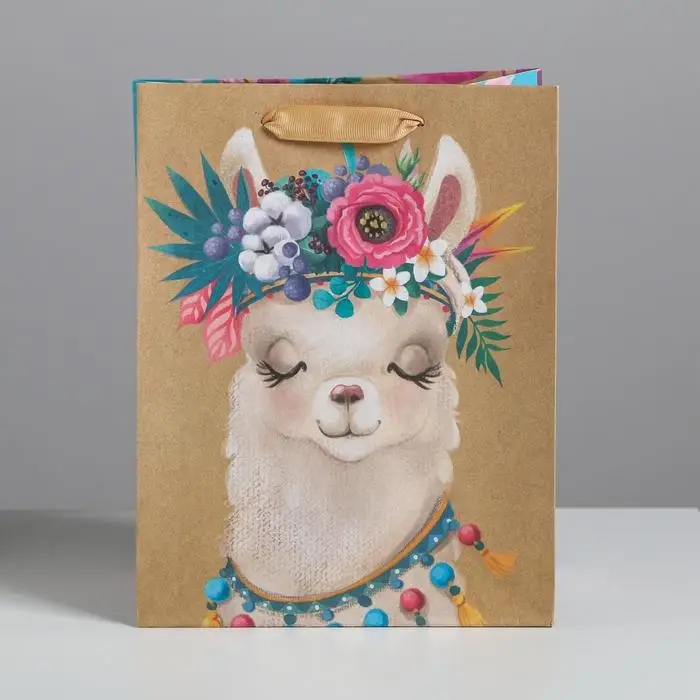 Пакет подарочный крафтовый, упаковка, «Лама», 18 х 23 х 10 см Пакет подарочный крафтовый, упаковка, «Лама», 18 х 23 х 10 см
