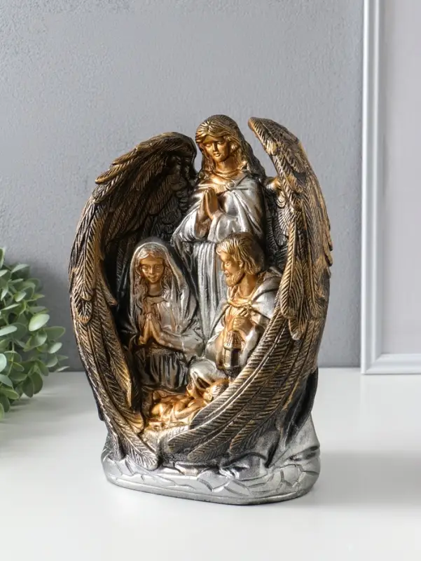 Фигура "Ангел хранитель" бронза с золотом 30х23х14 см