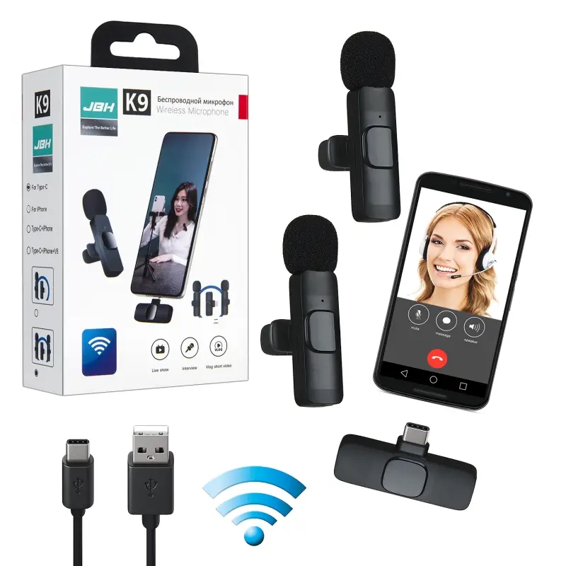 Микрофон беспроводной Type-C K9 2 in1 JBH (100шт/кор)