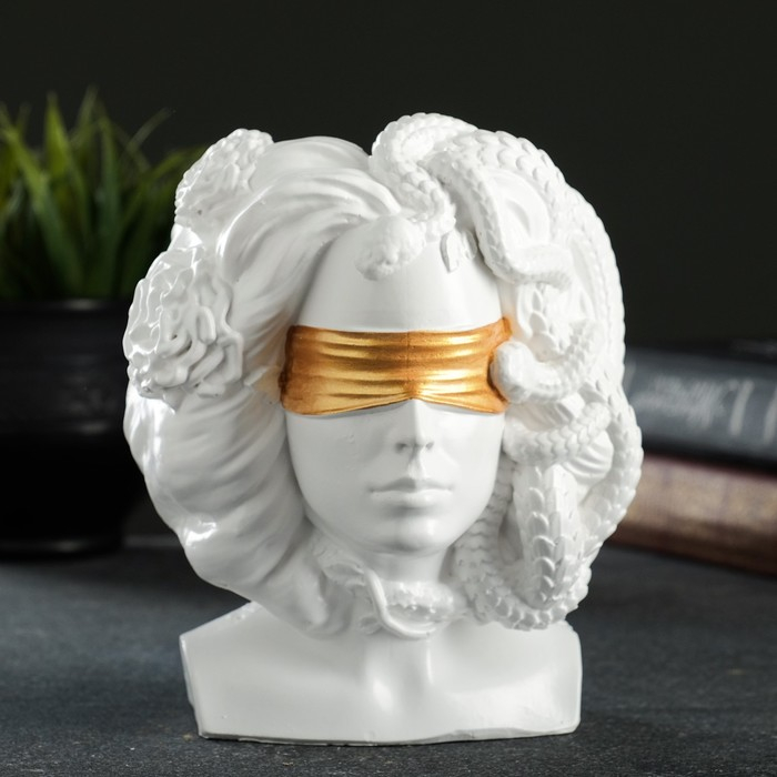 Кашпо - органайзер Кашпо - органайзер "Горгона Медуза" белая с золотом, 13х15х11см