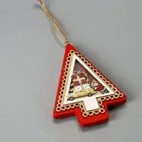 Ёлочная игрушка &laquo;Ёлка с Дедом Морозом и машиной&raquo;, 12.5&times;9.5&times;1.5 см, от батареек, свечение тёплое белое