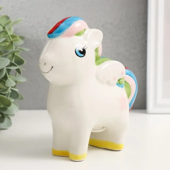 Копилка для денег &laquo;Лошадка с крыльями и яркой гривой&raquo;, керамика, 13&times;6.5&times;16 см