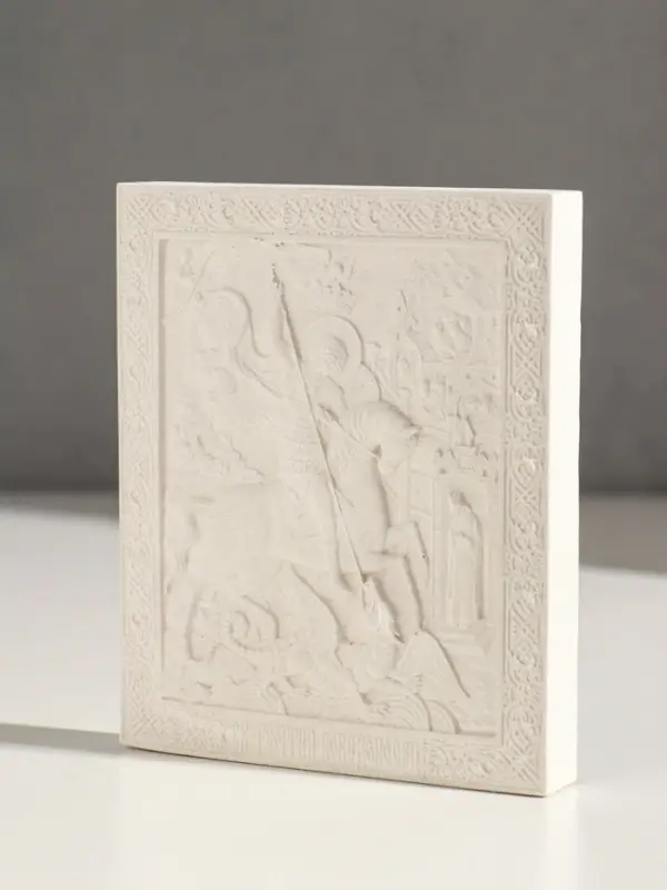 Икона &laquo;Георгий Победоносец&raquo;, с подвесом, 12&times;10&times;2 см, гипс