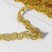 Тесьма декоративная, 12 мм, 10&plusmn;1 м, цвет золотой