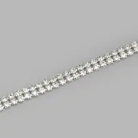Цепь со стразами, 2 ряда, металл, стекло, 4 мм, 4.5&plusmn;0.5 м, цвет серебряный