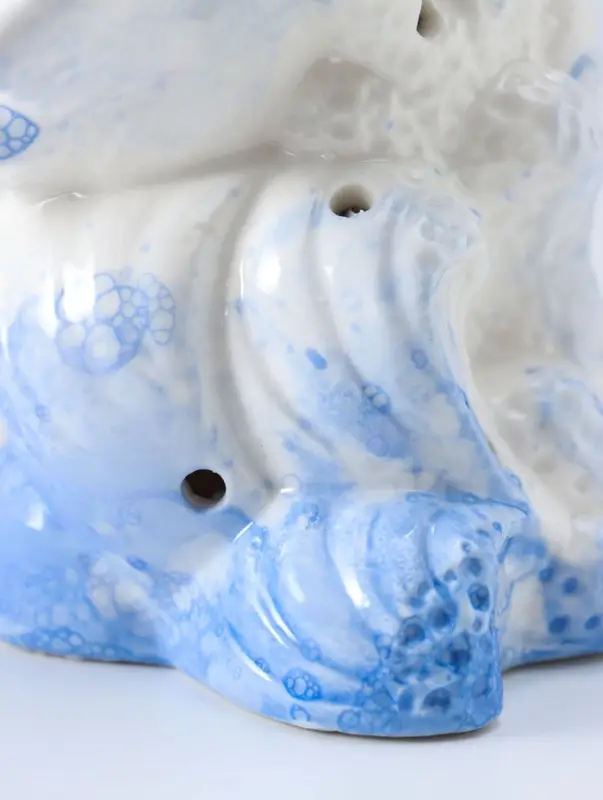 Сувенир керамика свет "Черепаха в кораллах" бело-синий 8х11,5х14 см