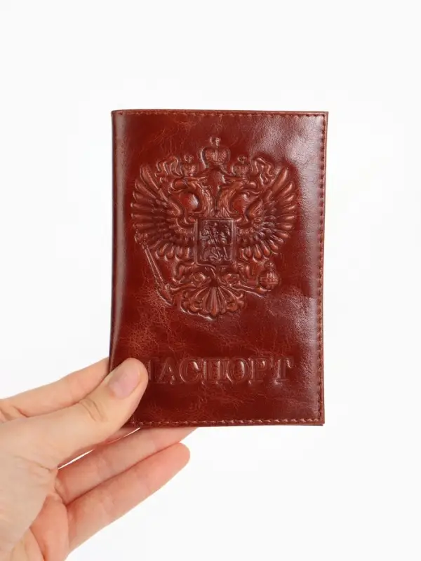 Обложка для паспорта, натуральная кожа пулл-ап, рыжая