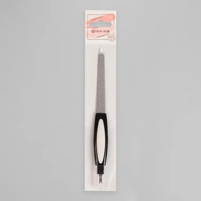 Пилка-триммер металлическая для ногтей, прорезиненная ручка, с защитным колпачком, 17 см, МИКС