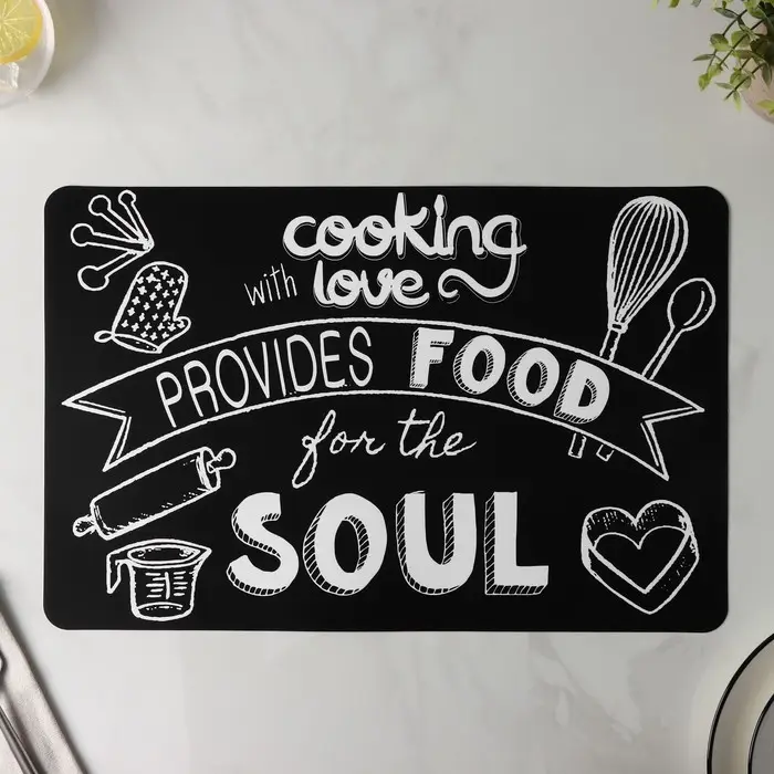 Салфетка сервировочная на стол «Кулинария», 42×27 см, чёрная