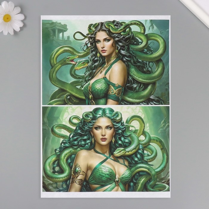 Набор декупажных карт 6 шт «Девушки и змеи», плотность 45 гр/м2, формат А4