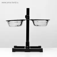 Подставка с мисками, 2&times;350 мл, высота 30 см, разборная, чёрная