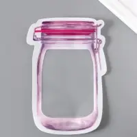 Пакет для хранения "Стеклянная банка с зажимом", застёжка zip-lock, розовый 13,7х19,7 см Пакет для хранения "Стеклянная банка с зажимом", застёжка zip-lock, розовый 13,7х19,7 см