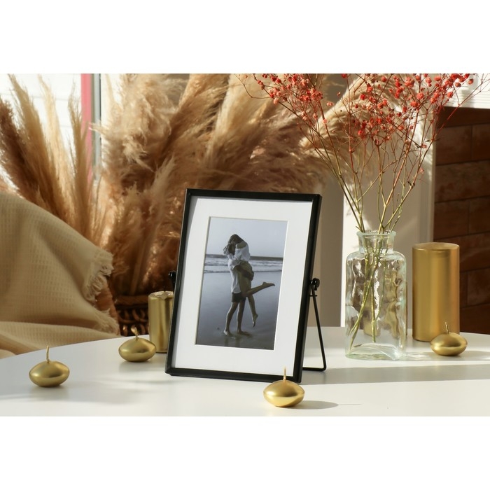 Фоторамка металл на 1 фото 10х15 см "Лофт. Строгие линии" чёрная 20х15 см