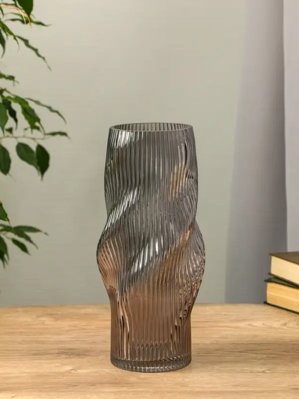 Ваза стекло настольная  Ваза стекло настольная "Венди" 29х12х10 см, серый