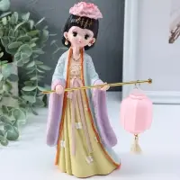 Сувенир полистоун свет "Девочка в кимоно с фонариком" розово-зеленый 3хAG3 7,8х12,5х20,5 см   109567