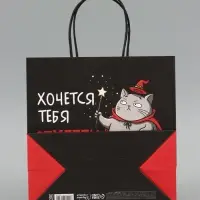 Пакет подарочный крафтовый &laquo;Поздравляю&raquo;, 22&times;22&times;11 см