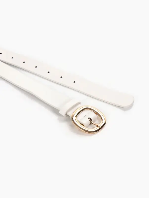 Ремень женский, 2.8&times;105 см, 1 прокол, золотистая пряжка, белый