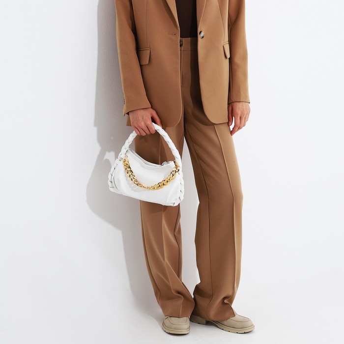 Сумка-багет на молнии, цвет белый Сумка-багет на молнии, цвет белый