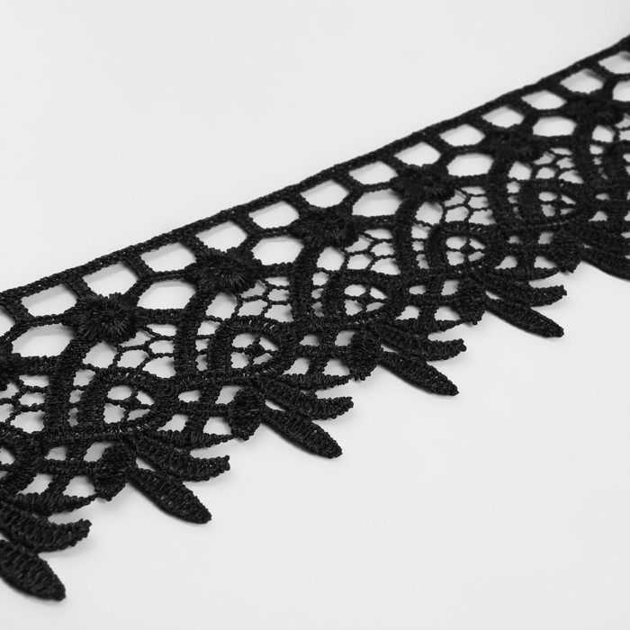 Кружево гипюровое, 65 мм × 9 ± 0,5 м, цвет чёрный Кружево гипюровое, 65 мм × 9 ± 0,5 м, цвет чёрный