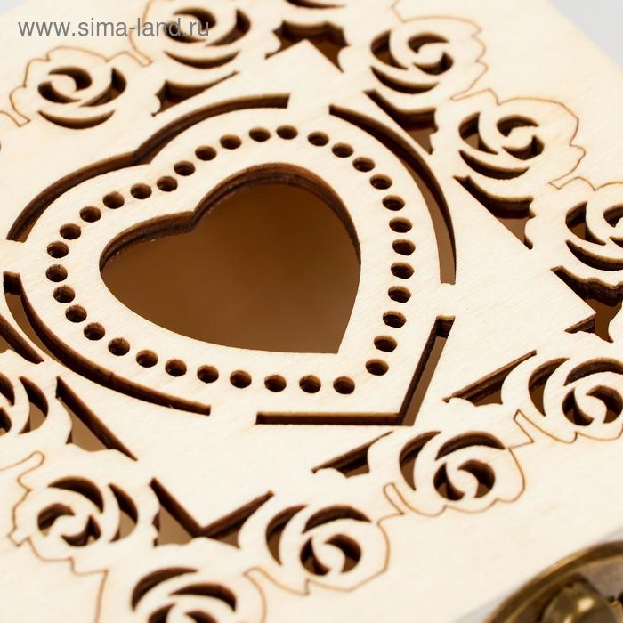 Шкатулка дерево под роспись  Шкатулка дерево под роспись "Сердце и розы" 5х10х10 см