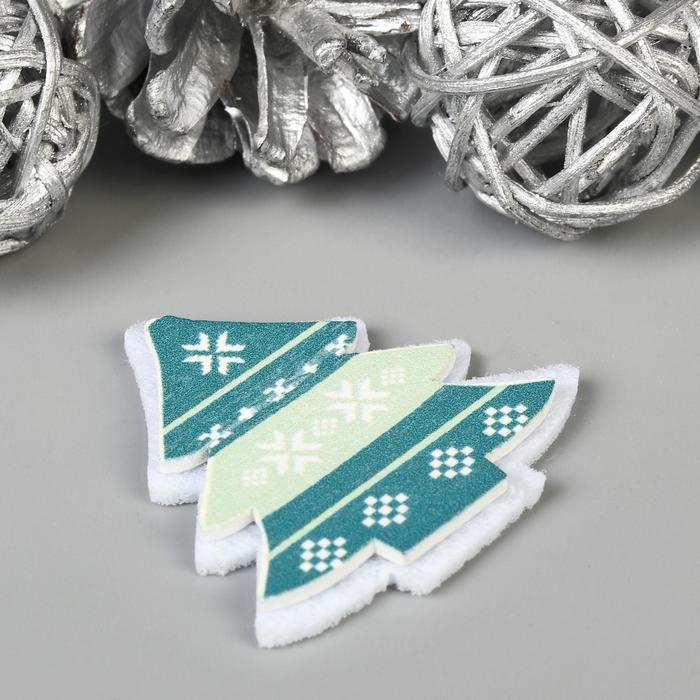 Декор для творчества дерево, войлок Декор для творчества дерево, войлок "Новогодний" набор 6 шт 4,2х4,2 см