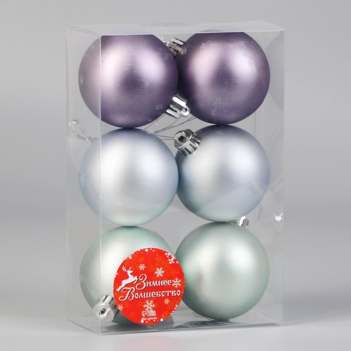 Набор шаров пластик d-6 см, 6 шт Набор шаров пластик d-6 см, 6 шт "Элит" микс