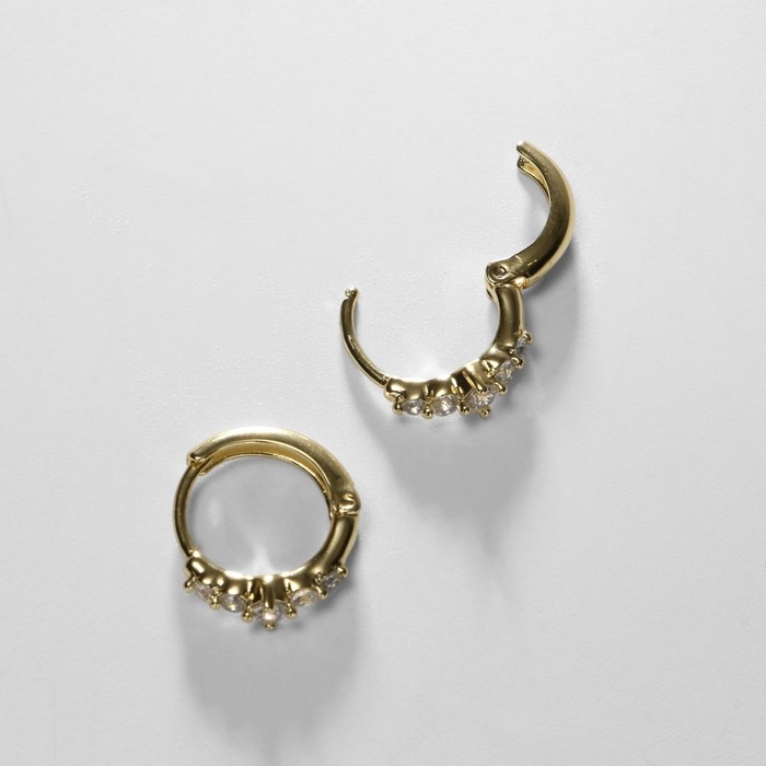 Серьги-кольца XUPING звёздная пыль, цвет белый в золоте, d=1,3 см Серьги-кольца XUPING звёздная пыль, цвет белый в золоте, d=1,3 см