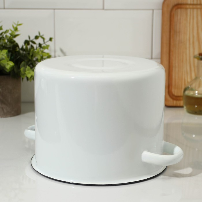 Кастрюля цилиндрическая эмалированная, 3,5 л, цвет белый Кастрюля цилиндрическая эмалированная, 3,5 л, цвет белый