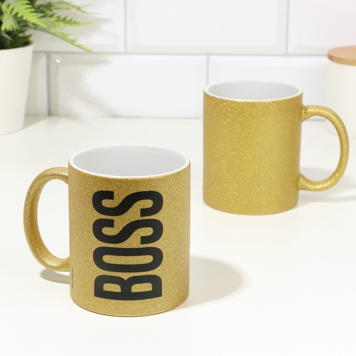 Кружка чайная керамическая Кружка чайная керамическая "BOSS" золотой, 320 мл