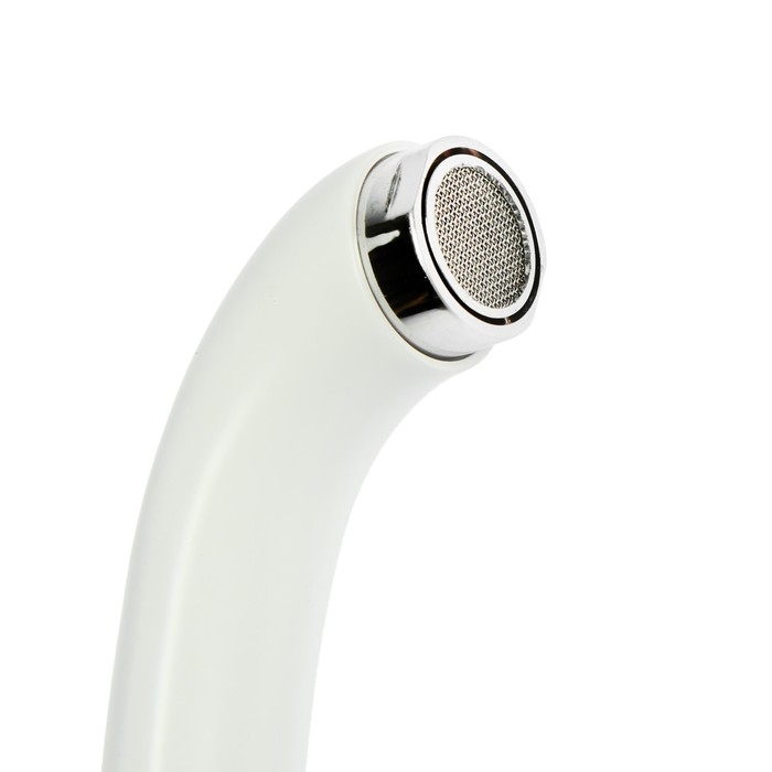 Смеситель для кухни ZEIN ZC2035, излив Смеситель для кухни ZEIN ZC2035, излив "Утка", картридж керамика 40 мм, белый/хром