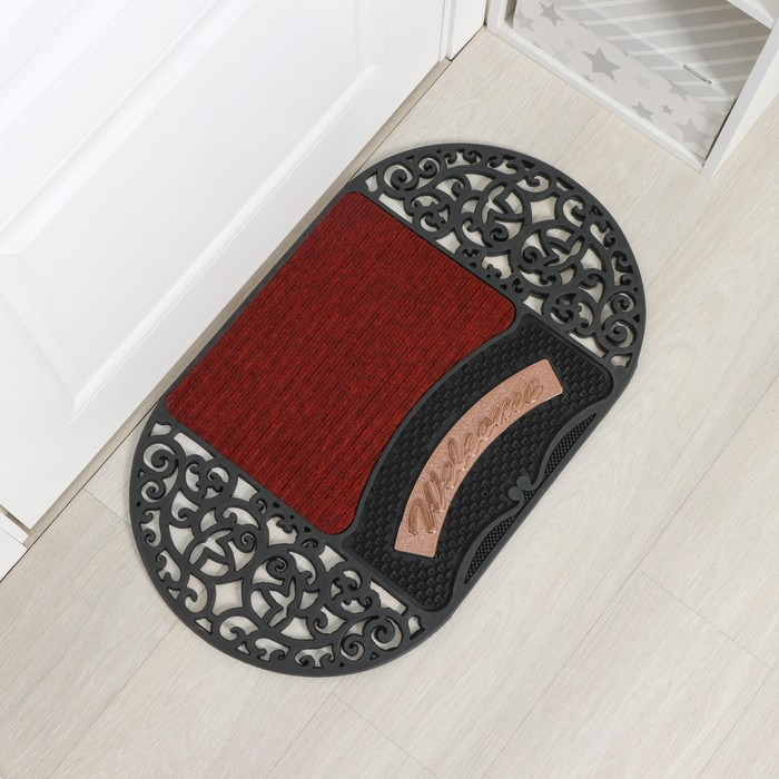 Коврик придверный узорный Доляна Welcome, 45×75 см, цвет МИКС Коврик придверный узорный Доляна Welcome, 45×75 см, цвет МИКС