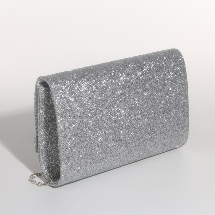 Сумка-клатч на магните, цвет серебряный