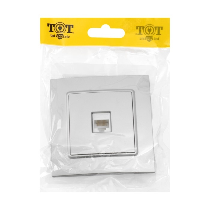 Розетка компьютерная одноместная TOT Elegant, скрытая, серебристая Розетка компьютерная одноместная TOT Elegant, скрытая, серебристая