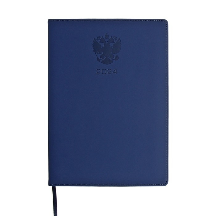 Еженедельник датированный 2024 года, A4, 64 листа, deVENTE.Emblem, твёрдая обложка из искусственной кожи с поролоном, ляссе, кремовый блок 70 г/м2, синий Еженедельник датированный 2024 года, A4, 64 листа, deVENTE.Emblem, твёрдая обложка из искусственной кожи с поролоном, ляссе, кремовый блок 70 г/м2, синий