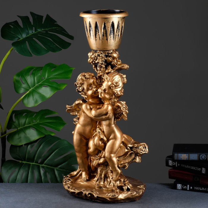 Фигурное кашпо Фигурное кашпо "Пара ангелов" бронза 1,2 л / 27х62х30см