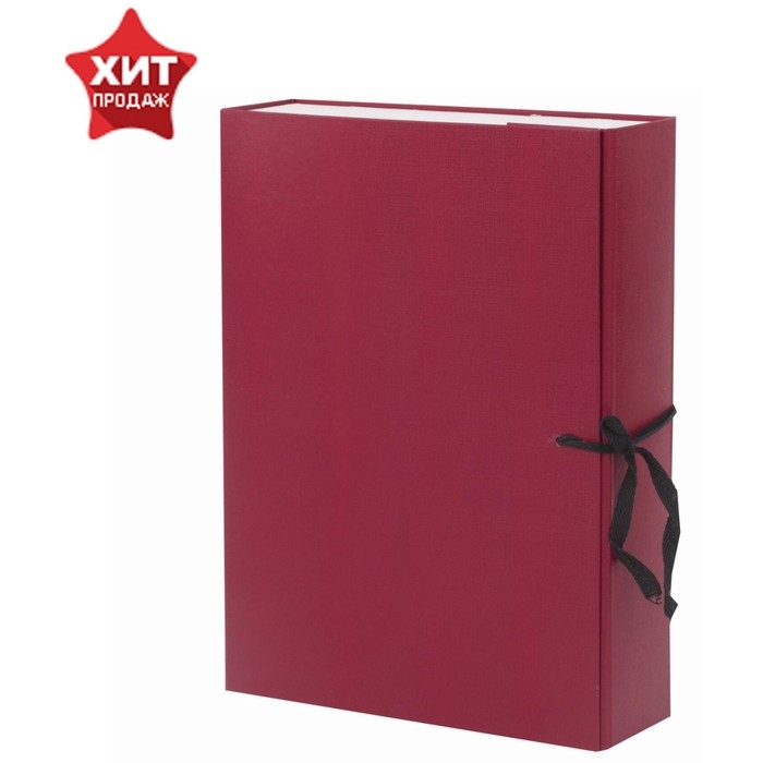 Короб архивный с завязками А4 Calligrata, 80 мм , бумвинил, до 700 листов, бордовый Короб архивный с завязками А4 Calligrata, 80 мм , бумвинил, до 700 листов, бордовый