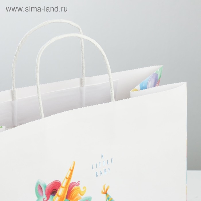 Пакет подарочный крафт, упаковка, «Малыши», 32 х 28 х 15 см