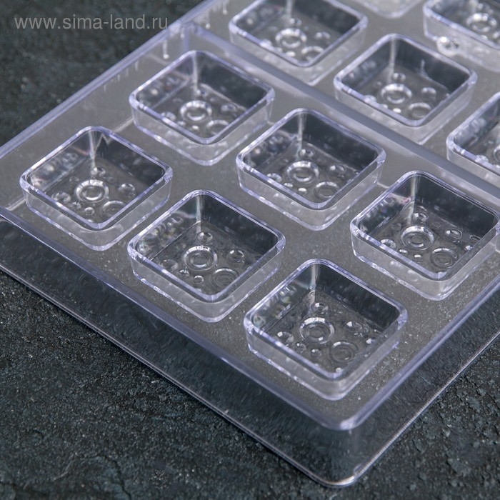 Форма для конфет и шоколада KONFINETTA «Пористый шоколад», 33×16,5×2,5 см, 18 ячеек 3×3×1 см, цвет прозрачный Форма для конфет и шоколада KONFINETTA «Пористый шоколад», 33×16,5×2,5 см, 18 ячеек 3×3×1 см, цвет прозрачный