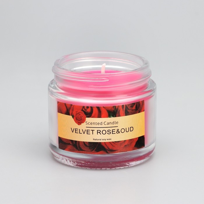 Свеча ароматическая  Свеча ароматическая "Velvet rose&oud", 5*5см, 140 гр