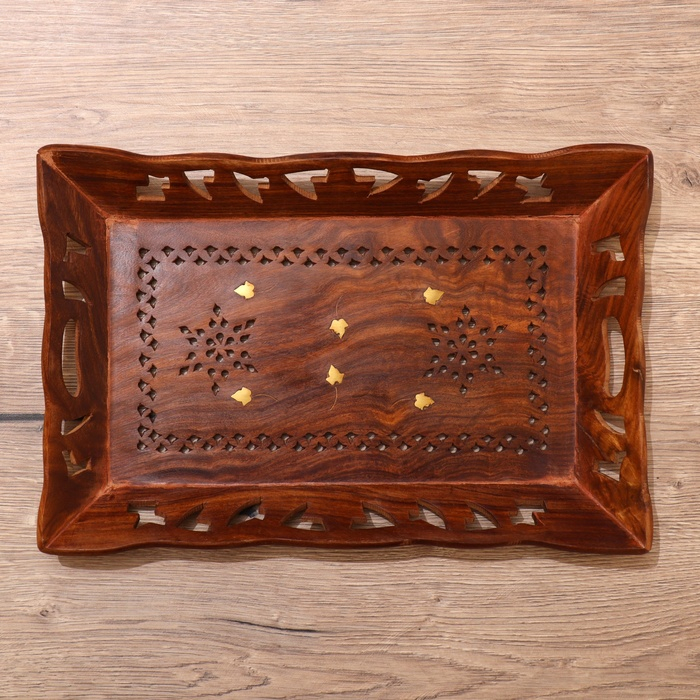 Поднос дерево Поднос дерево "Резной" 25х37х4 см МИКС