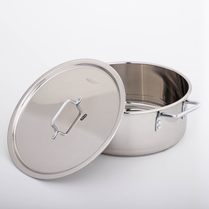 Кастрюля «Общепит», 12 л, d=35 см, h=14 см, металлическая крышка, с теплораспределительным слоем, индукция Кастрюля «Общепит», 12 л, d=35 см, h=14 см, металлическая крышка, с теплораспределительным слоем, индукция