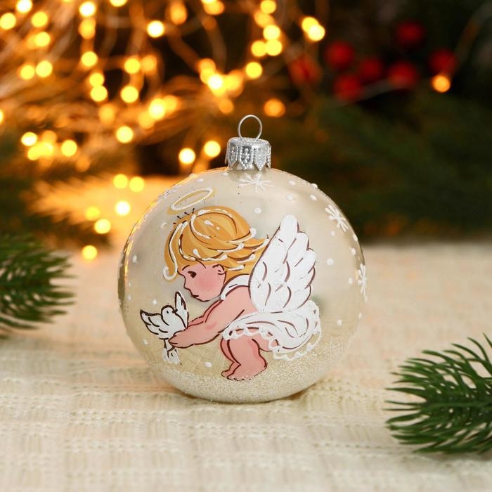 Ёлочный шар d-8 см Ёлочный шар d-8 см "Ангел с голубкой"