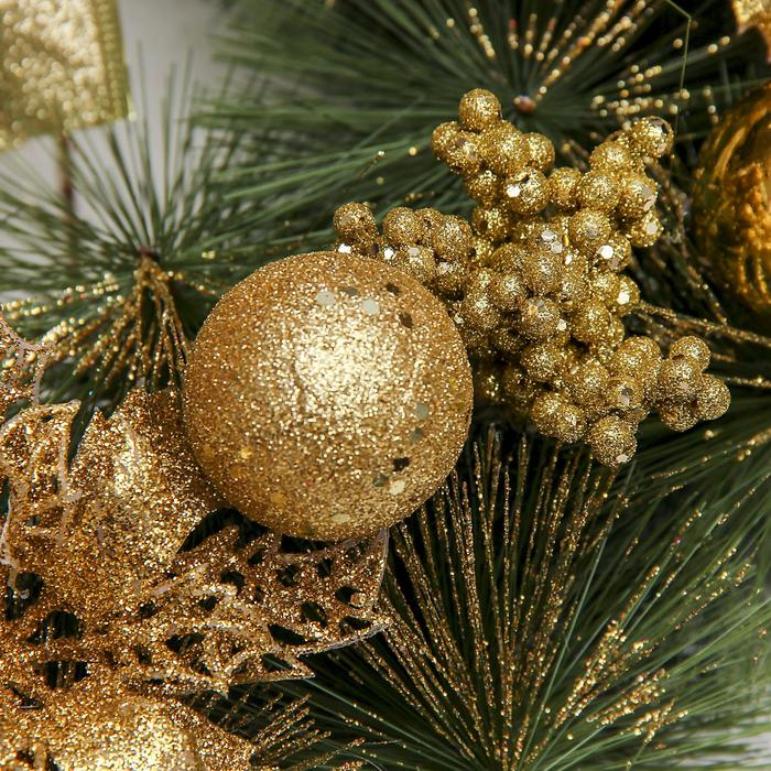 Венок новогодний d-36 см Венок новогодний d-36 см "Бантик" золотые ягодки и цветы