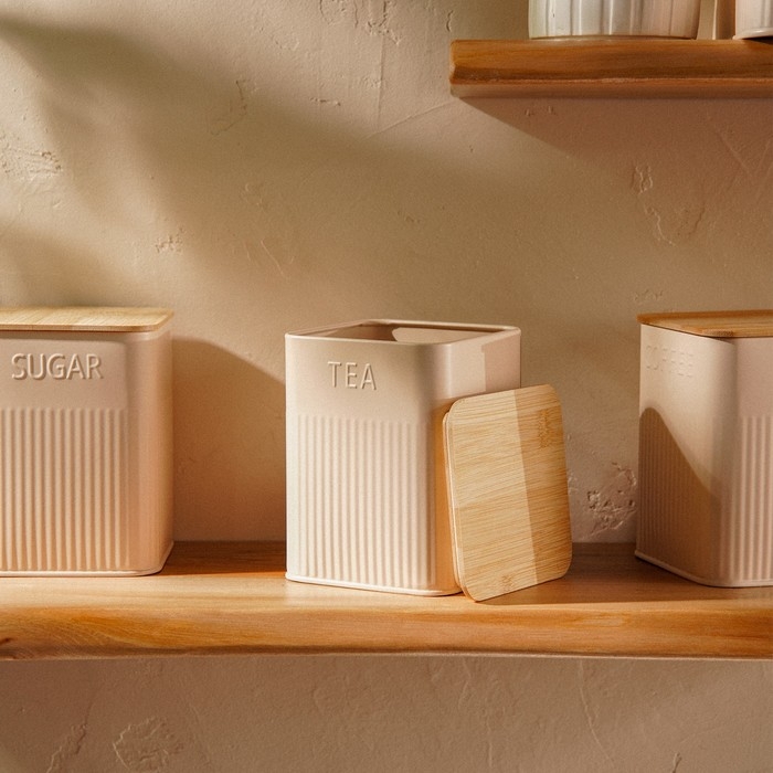 Банка для хранениясыпучих продуктов «Сан-Лоренцо», 10×13 см, цвет розовый, с бамбуковой крышкой