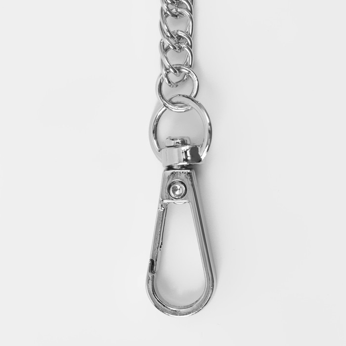 Цепочка для сумки, с карабинами, железная, 6 × 8 мм, 120 см, цвет серебряный Цепочка для сумки, с карабинами, железная, 6 × 8 мм, 120 см, цвет серебряный