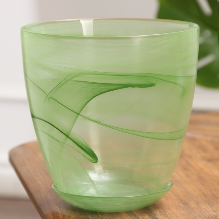 Горшок цветочный с поддоном №5  Горшок цветочный с поддоном №5 "Алеб" зеленый, 3 л