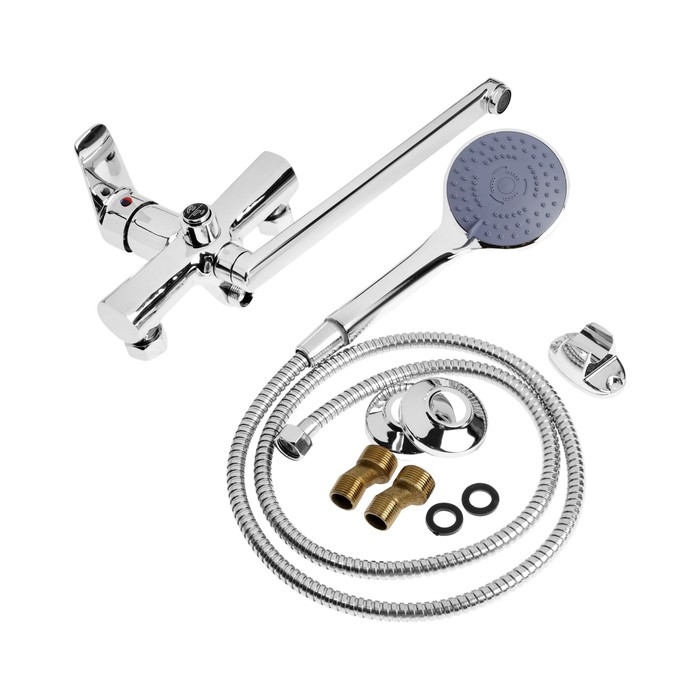 Смеситель для ванны ZEIN Z3848, однорычажный, излив 30 см, душевой набор, лейка 5 реж, хром Смеситель для ванны ZEIN Z3848, однорычажный, излив 30 см, душевой набор, лейка 5 реж, хром