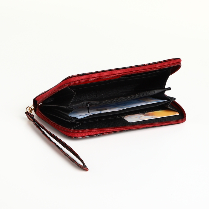 Кошелёк женский на молнии, цвет красный
